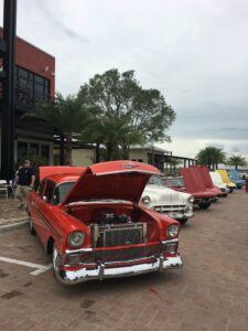 vintage chevys parked in downtown babcock ranch